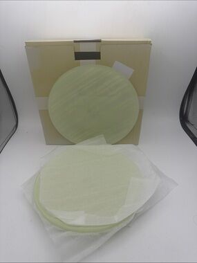 Temptations yellow Striped Glass dessert/ salad  plates 8” new with box